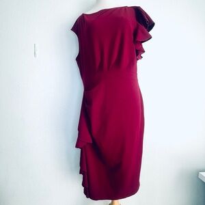 MIUSOL Cocktail Midi Length dress sleeveless with ruffle accent 2XL